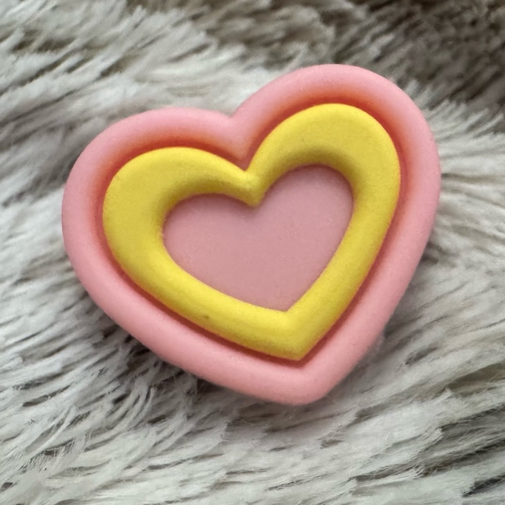 Pink and Yellow Heart CROCS Jibbitz Shoe Charm 5/$20